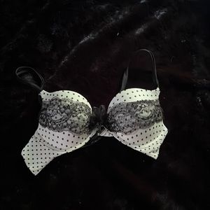 Victoria’s Secret push up bra.  Black Polka dots and lace. 36B